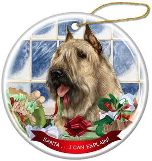 Fawn Bouvier Dog Porcelain Hanging Ornament Pet Gift Santa I Can Explain! Fawn Bouvier Dog Porcelain Hanging Ornament Pet Gift Santa I Can Explain!