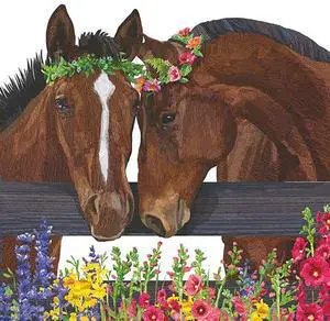 Paperproducts Design Sonny & Cher Horses Beverage Napkin, 5" x 5" Paperproducts Design Sonny & Cher Horses Beverage Napkin, 5" x 5"