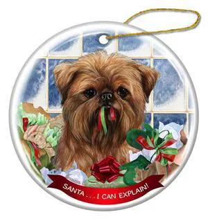 Brussels Griffon Dog Porcelain Hanging Ornament Pet Santa I Can Explain! Brussels Griffon Dog Porcelain Hanging Ornament Pet Santa I Can Explain!