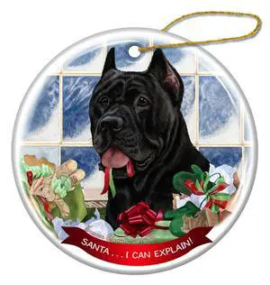Black Cane Corso Porcelain Hanging Ornament Pet Gift Santa I Can Explain! Black Cane Corso Porcelain Hanging Ornament Pet Gift Santa I Can Explain!