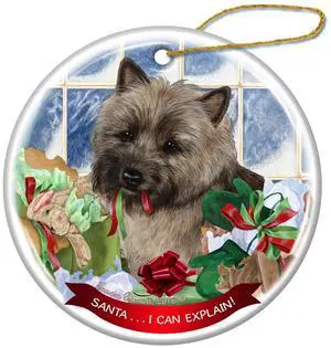 Brindle Cairn Terrier Dog Porcelain Ornament Pet Gift Santa I Can Explain! Brindle Cairn Terrier Dog Porcelain Ornament Pet Gift Santa I Can Explain!