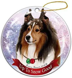 Holiday Pet Gifts Sable Sheltie Dog Porcelain Christmas Ornament Holiday Pet Gifts Sable Sheltie Dog Porcelain Christmas Ornament