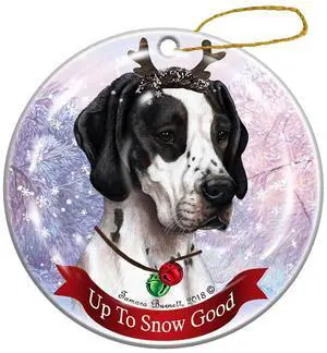 Holiday Pet Gifts Black and White English Pointer Dog Porcelain Christmas Ornament Holiday Pet Gifts Black and White English Pointer Dog Porcelain Christmas Ornament