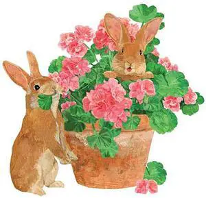 Paperproducts Design Flower Pot Bunnies Beverage Napkin, 5" x 5", Multicolor Paperproducts Design Flower Pot Bunnies Beverage Napkin, 5" x 5", Multicolor