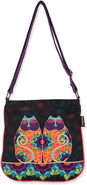 Laurel Burch Celestial Lotus Cats Crossbody Shoulder Bag Purse Handbag Laurel Burch Celestial Lotus Cats Crossbody Shoulder Bag Purse Handbag