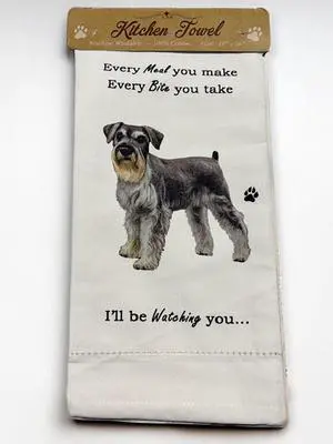 E&S Pets 711-105 Schnauzer, Uncropped Dog Kitchen Towel, Off-white E&S Pets 711-105 Schnauzer, Uncropped Dog Kitchen Towel, Off-white