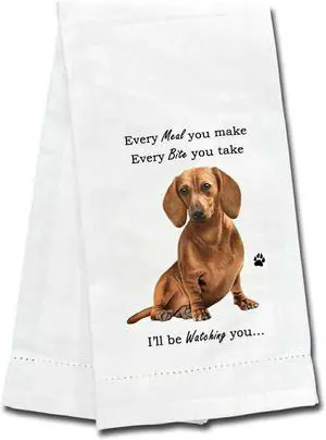 E&S Pets 711-13 Red Dachshund Dog Kitchen Towel, Off-white E&S Pets 711-13 Red Dachshund Dog Kitchen Towel, Off-white