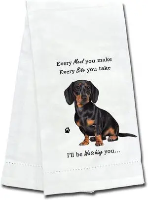 E&S Pets 711-14 Black Dachshund Dog Kitchen Towel, Off-white E&S Pets 711-14 Black Dachshund Dog Kitchen Towel, Off-white