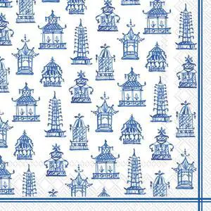 Boston International 6.5 x 6.5 in. Paper Lunch Napkin Blue Pagoda Boston International 6.5 x 6.5 in. Paper Lunch Napkin Blue Pagoda
