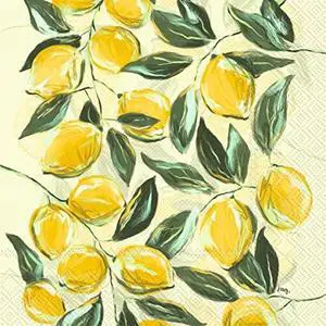 Boston International 6.5 x 6.5 in. Paper Lunch Napkin Painterly Lemons Boston International 6.5 x 6.5 in. Paper Lunch Napkin Painterly Lemons
