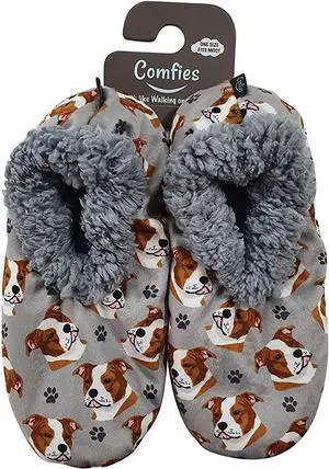 Comfies Womens Pitbull Dog Slippers - Sherpa Lined Animal Print Booties Comfies Womens Pitbull Dog Slippers - Sherpa Lined Animal Print Booties