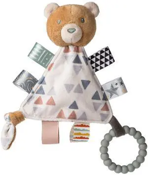 Taggies Teether Baby Rattle Triangle Activity Toy w/ Sensory Tags, 6", Teddy Taggies Teether Baby Rattle Triangle Activity Toy w/ Sensory Tags, 6", Teddy