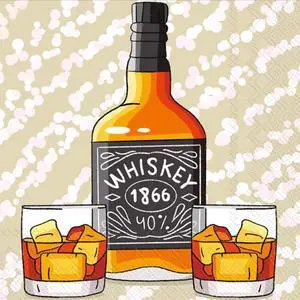 Boston International 5 x 5 in. Paper Cocktail Napkin Whiskey 1866 - Pack of 20 Boston International 5 x 5 in. Paper Cocktail Napkin Whiskey 1866 - Pack of 20