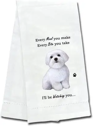 E&S Pets 711-24 Maltese Dog Kitchen Towel, Off-white E&S Pets 711-24 Maltese Dog Kitchen Towel, Off-white