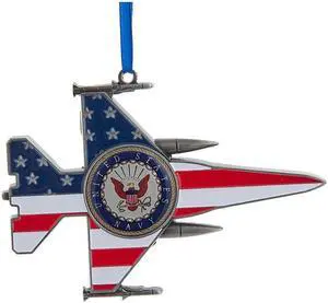 Kurt Adler U.S. Navy Metal With Enamel Jet Ornament Kurt Adler U.S. Navy Metal With Enamel Jet Ornament
