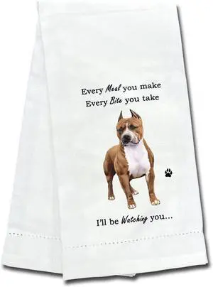 E&S Pets 711-26 Pit Bull Brindle & White Dog Kitchen Towel, Off-white E&S Pets 711-26 Pit Bull Brindle & White Dog Kitchen Towel, Off-white