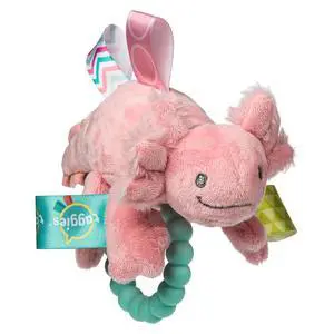Mary Meyer Taggies Sensory Soft Rattle with Teether Ring, Lizzy Pink Axolotl Mary Meyer Taggies Sensory Soft Rattle with Teether Ring, Lizzy Pink Axolotl