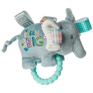 Taggies Soft Baby Rattle Teether Ring and Sensory Tags, 6", Dream Big Elephant Taggies Soft Baby Rattle Teether Ring and Sensory Tags, 6", Dream Big Elephant