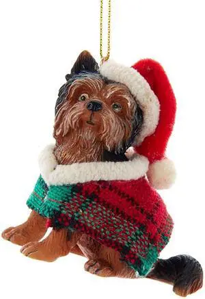 Kurt Adler Yorkshire Terrier With Plaid Coat and Santa Hat Ornament (D4218GSH) Kurt Adler Yorkshire Terrier With Plaid Coat and Santa Hat Ornament (D4218GSH)