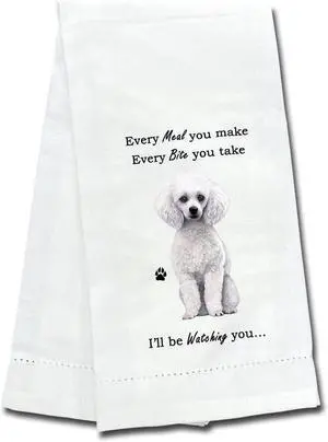 E&S Pets 711-28 White Poodle Dog Kitchen Towel, Off-white E&S Pets 711-28 White Poodle Dog Kitchen Towel, Off-white