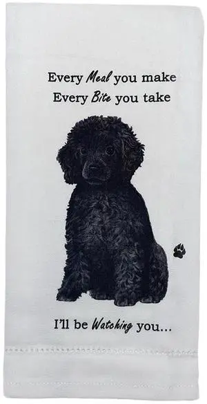 E&S Pets 711-29 Black Poodle Dog Kitchen Towel, Off-white E&S Pets 711-29 Black Poodle Dog Kitchen Towel, Off-white