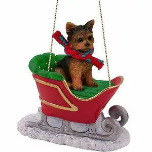 Yorkshire Terrier Puppy Cut Dog Sleigh Dog Holiday Ornament Yorkshire Terrier Puppy Cut Dog Sleigh Dog Holiday Ornament