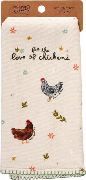 Primitives by Kathy For the Love of Chickens Kitchen Towel, 20"L x 28"W Primitives by Kathy For the Love of Chickens Kitchen Towel, 20"L x 28"W