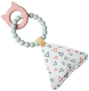 Mary Meyer Simply Silicone Teether with Soft Squeaker Toy, 9-Inches, Pink Kitty Mary Meyer Simply Silicone Teether with Soft Squeaker Toy, 9-Inches, Pink Kitty