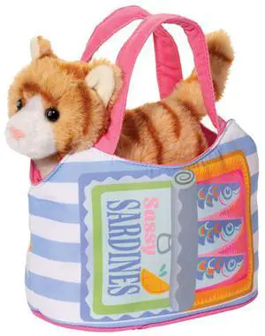 Douglas Pals Sardine Sassy Pet Sak w/ Orange Striped Cat Stuffed Animal Toy, 7" Douglas Pals Sardine Sassy Pet Sak w/ Orange Striped Cat Stuffed Animal Toy, 7"