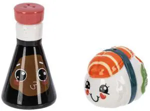 Ganz Ceramic Salt & Pepper Shakers, 2 Piece Set, Sushi and Soy Sauce Ganz Ceramic Salt & Pepper Shakers, 2 Piece Set, Sushi and Soy Sauce