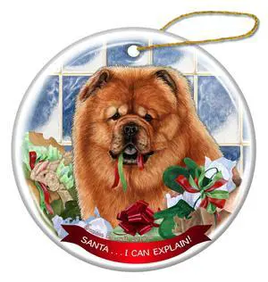Red Chow Chow Dog Porcelain Hanging Ornament Pet Gift Santa I Can Explain! Red Chow Chow Dog Porcelain Hanging Ornament Pet Gift Santa I Can Explain!