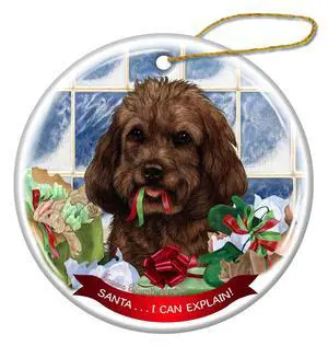 Chocolate Cockapoo Dog Porcelain Ornament Pet Gift 'Santa.. I Can Explain! Chocolate Cockapoo Dog Porcelain Ornament Pet Gift 'Santa.. I Can Explain!