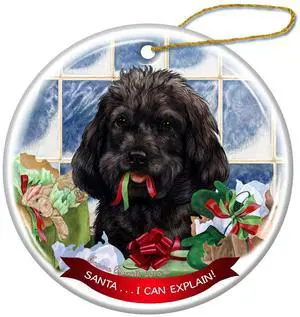 Black Cockapoo Dog Porcelain Hanging Ornament Pet Gift Santa I Can Explain! Black Cockapoo Dog Porcelain Hanging Ornament Pet Gift Santa I Can Explain!