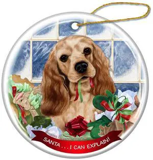Buff Cocker Spaniel Dog Porcelain Ornament Pet Gift Santa I Can Explain! Buff Cocker Spaniel Dog Porcelain Ornament Pet Gift Santa I Can Explain!