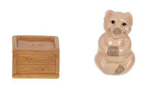 Ganz Dolomite Stacking Salt & Pepper Shaker Set, Pig and Box Crate Ganz Dolomite Stacking Salt & Pepper Shaker Set, Pig and Box Crate