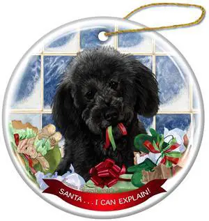 Black Labradoodle Dog Porcelain Ornament Pet Gift 'Santa.. I Can Explain!' Black Labradoodle Dog Porcelain Ornament Pet Gift 'Santa.. I Can Explain!'