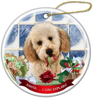 Yellow Labradoodle Dog Porcelain Ornament Pet Gift 'Santa.. I Can Explain!' Yellow Labradoodle Dog Porcelain Ornament Pet Gift 'Santa.. I Can Explain!'
