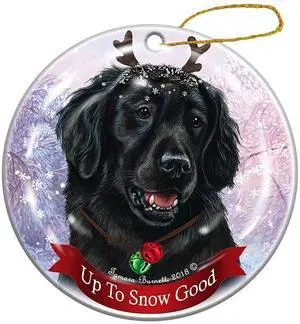 Holiday Pet Gifts Flat Coated Retriever Dog Porcelain Christmas Ornament Holiday Pet Gifts Flat Coated Retriever Dog Porcelain Christmas Ornament