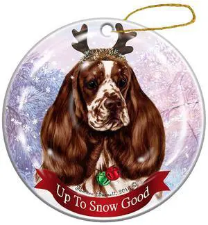Holiday Pet Gifts Parti Cocker Spaniel Dog Porcelain Christmas Ornament Holiday Pet Gifts Parti Cocker Spaniel Dog Porcelain Christmas Ornament