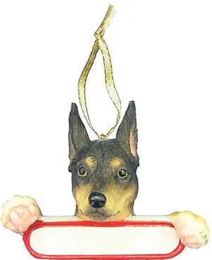 Miniature Pinscher Ornament "Santa's Pals" With Personalizable Name Plate Miniature Pinscher Ornament "Santa's Pals" With Personalizable Name Plate