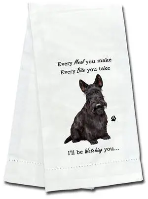 E&S Pets 711-35 Scottish Terrier, Scottie Dog Kitchen Towel, Off-white E&S Pets 711-35 Scottish Terrier, Scottie Dog Kitchen Towel, Off-white