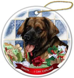 Leonberger Dog Porcelain Hanging Ornament Pet Gift 'Santa.. I Can Explain!' Leonberger Dog Porcelain Hanging Ornament Pet Gift 'Santa.. I Can Explain!'