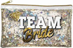 Spoontiques Team Bride Glitter Cosmetic Bag Spoontiques Team Bride Glitter Cosmetic Bag