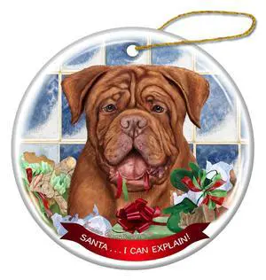 Dogue de Bordeaux Dog Porcelain Ornament Pet Gift 'Santa.. I Can Explain! Dogue de Bordeaux Dog Porcelain Ornament Pet Gift 'Santa.. I Can Explain!