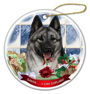 Norwegian Elkhound Dog Porcelain Ornament Pet Gift 'Santa.. I Can Explain!' Norwegian Elkhound Dog Porcelain Ornament Pet Gift 'Santa.. I Can Explain!'