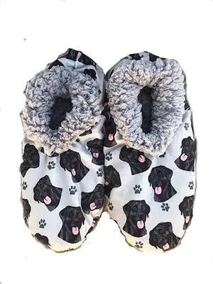 Comfies Womens Black Labrador Dog Slippers - Sherpa Lined Animal Print Booties Comfies Womens Black Labrador Dog Slippers - Sherpa Lined Animal Print Booties