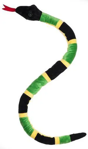 Green Black and Yellow Snake Plush Stuffed Animal Toy - By Ganz, 35" Green Black and Yellow Snake Plush Stuffed Animal Toy - By Ganz, 35"