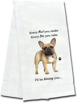 E&S Pets 711-64 French Bulldog Dog Kitchen Towel, Off-white E&S Pets 711-64 French Bulldog Dog Kitchen Towel, Off-white