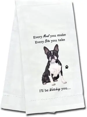 E&S Pets 711-76 Boston Terrier Dog Kitchen Towel, Off-white E&S Pets 711-76 Boston Terrier Dog Kitchen Towel, Off-white