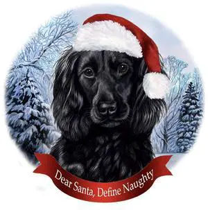 Holiday Pet Gifts Boykin Spaniel Black Dog Santa Hat Porcelain Ornament Holiday Pet Gifts Boykin Spaniel Black Dog Santa Hat Porcelain Ornament